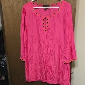 dana buchman Fuchsia Tunic with Gold Details